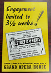 Vintage Grand Opera House Flyer Featuring "The Streets of Paris"