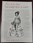 Vintage Erlanger Theatre Flyer Featuring Bert Lahr in "Du Barry Was a Lady"