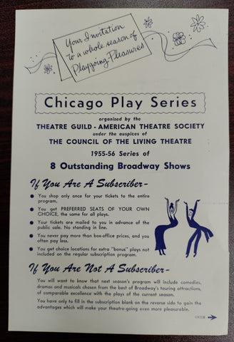 Chicago Play Series 1955-56 Season Tickets Flyer