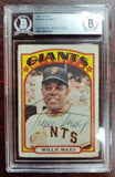 Willie Mays Signed 1972 Topps Baseball Card #49 Beckett Authenticated