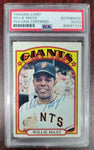 Willie Mays Signed 1972 Topps Baseball Card PSA Authenticated