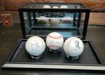 Ozzie Smith Set of Three Promotional Baseballs W/ Display Case -1 Signed PSA COA