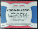Derek Jeter 2014 Topps Commemorative Patch Baseball Card #CP-10
