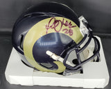 Marshall Faulk Signed Rams Throwback Mini Helmet JSA COA