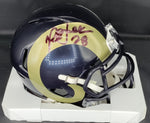 Marshall Faulk Signed Rams Throwback Mini Helmet JSA COA
