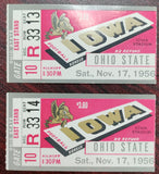 Ohio State Iowa Official Program 1956 with 2 Tickets