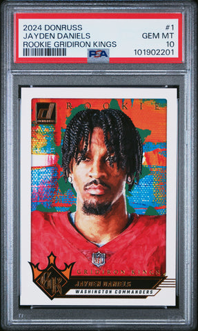 2024 DONRUSS Jayden Daniels Rookie Gridiron Kings Rookie Card #1 PSA 10