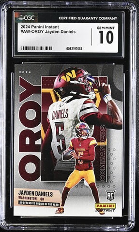 2024 Panini Instant Award Winners Jayden Daniels OROU Rookie Card #AW-OROY CGC 10