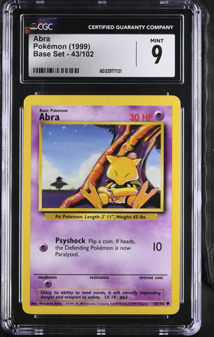 1999 Pokémon Abra Card 43/102 GCG 9