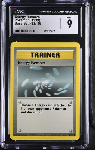 199 Pokémon Energy Removal Card 92/102 CGC 9