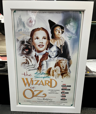 Wizard of Oz Framed Movie Poster 16x24 Autographed by Mickey Carroll Karl Stover, Donna Hardaway