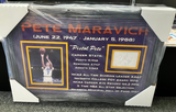 “Pistol Pete” Maravich Signed framed Index Card W/ COA