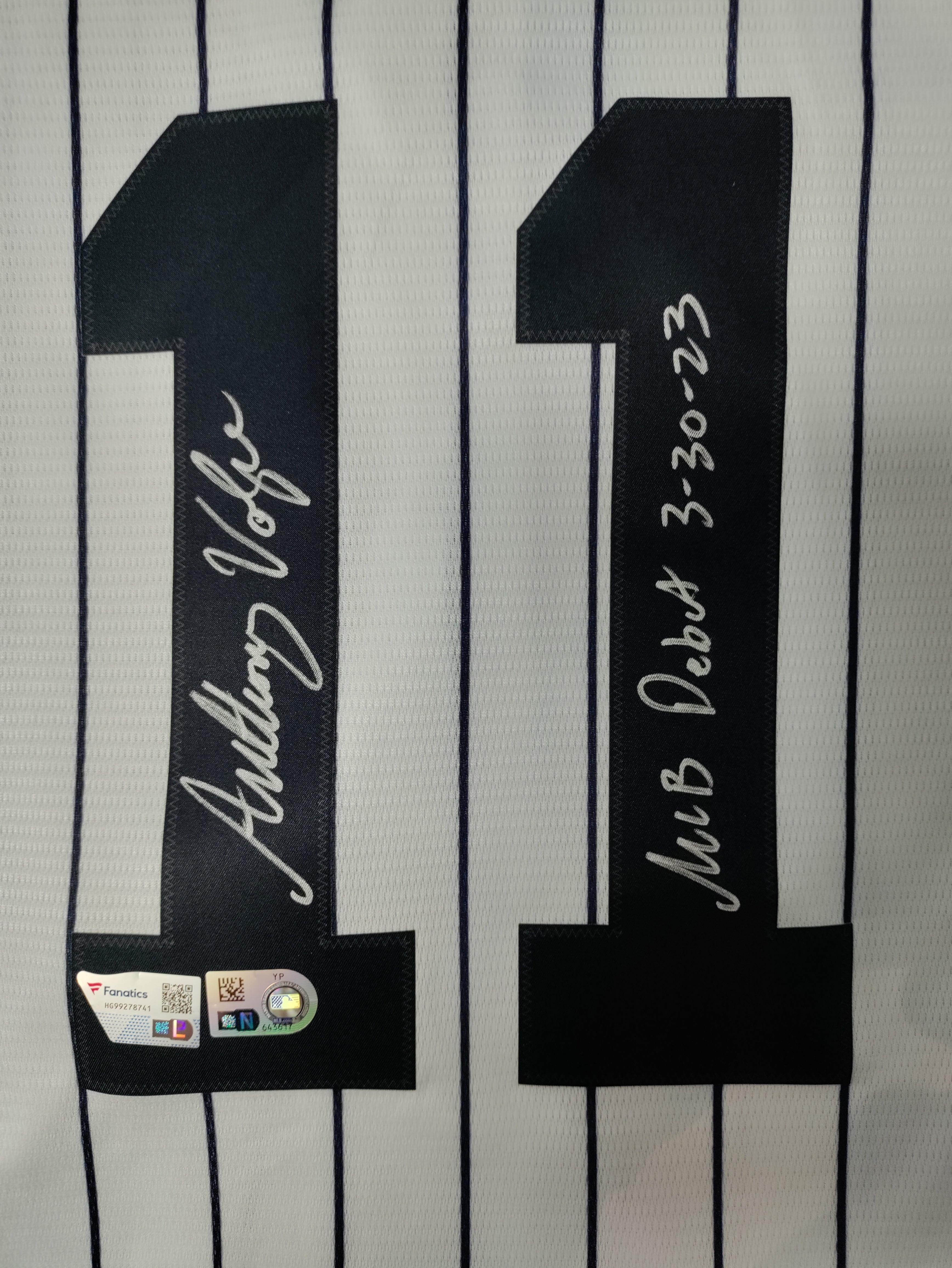 Anthony Volpe New York Yankees Autographed Replica Jersey with MLB Debut  3-30-23 Inscription Fanatics COA – All In Autographs