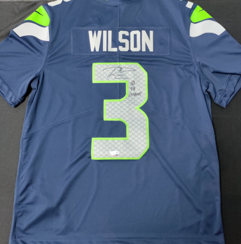 Russell Wilson Seattle Seahawks Autographed Jersey with "SB 48 Champs" Inscription Fanatics COA