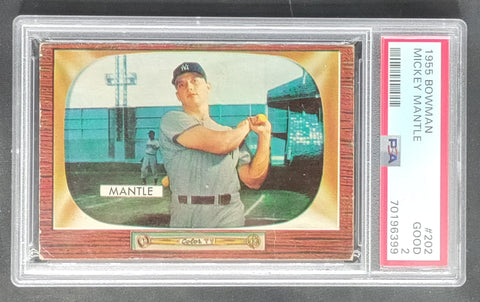 Mickey Mantle 1955 Bowman #202 Baseball Card PSA 2