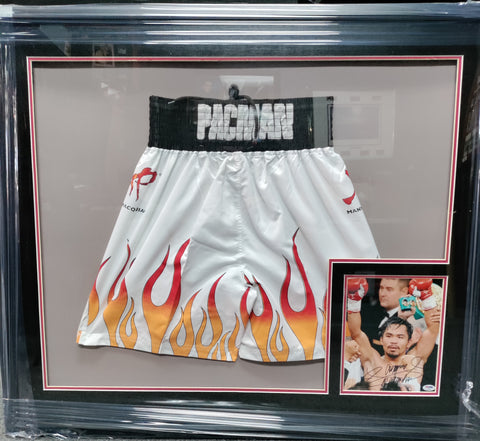 Manny Pacquiao Trunks w- Hand-Signed Photo