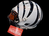 Ja'Marr Chase Signed Authentic Speed Riddell Full Size White w/Orange Visor Helmet Beckett COA