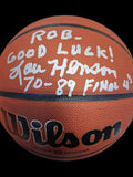 Lou Henson Signed Full Size Basketball Inscription "70-"89 Final 4's JSA Certified