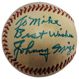 Johnny Mize Signed Baseball JSA COA