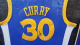 Stephen Curry Golden State Warriors Autographed Framed Jersey - Blue - PSA