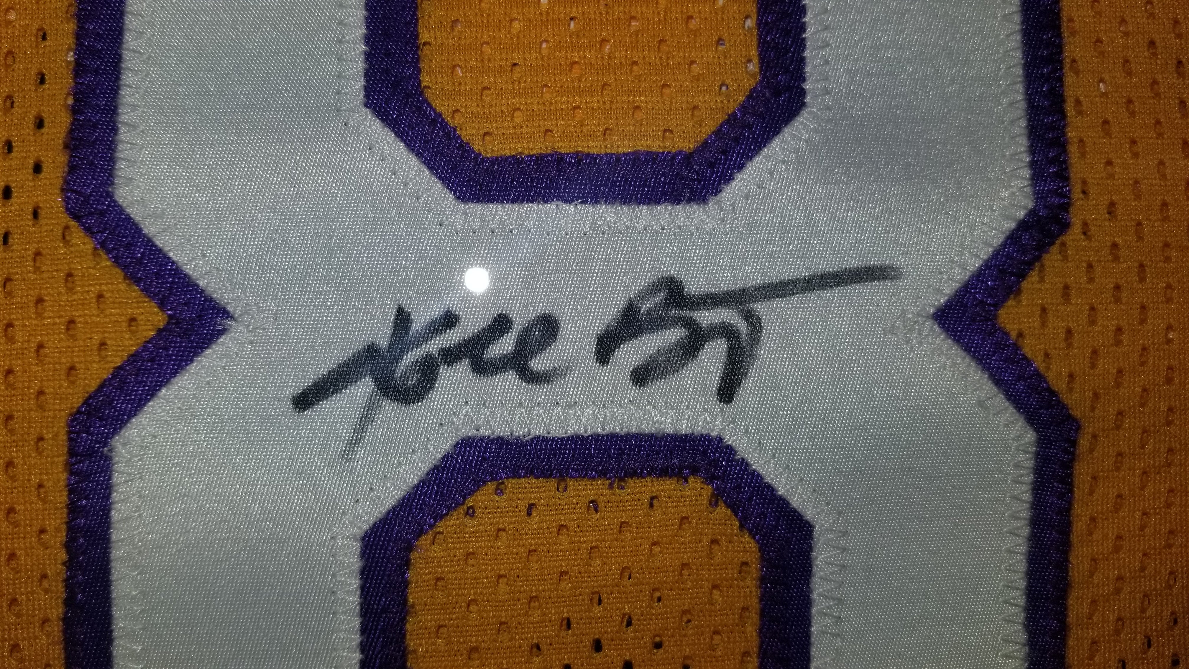 Kobe Bryant # 8 Los Angeles Lakers(Autographed)(Full Name)Framed Jersey(PSA/COA)