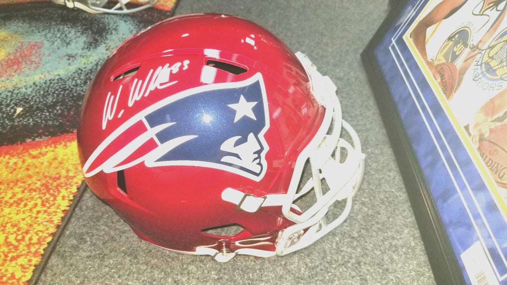 alternative football helmets Wes Welker Signed Patriots Full Size Flash Alternative Speed Helmet! Beckett COA! – All In Autographs