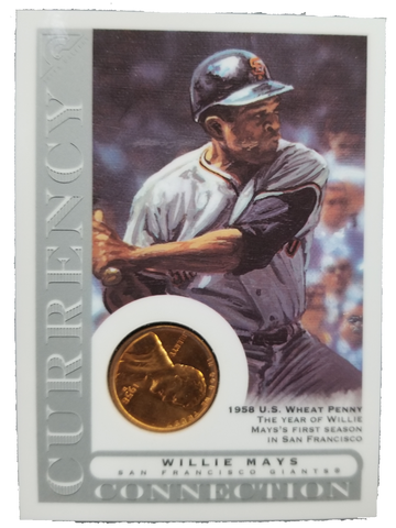 Willie Mays - 2003 Topps Currency Connection CC-WM - 1958 US wheat Penny - Willie Mays' First Season in SF