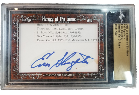 2018 Leaf Heroes Of The Game - Cut Signature Enos Slaughter - Baseball Hall of Fame