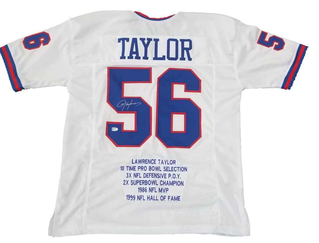 Lawrence Taylor Signed New York Giants Jersey With Career Stats PSA COA –  All In Autographs