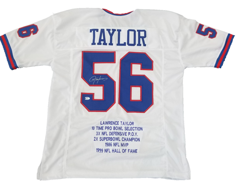 Lawrence Taylor Signed New York Giants Jersey With Career Stats PSA COA