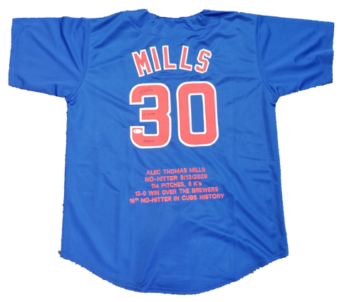 Alec Mills Signed Chicago Cubs Stats Jersey Inscribed "No Hitter" And "9/13/2020" Beckett COA