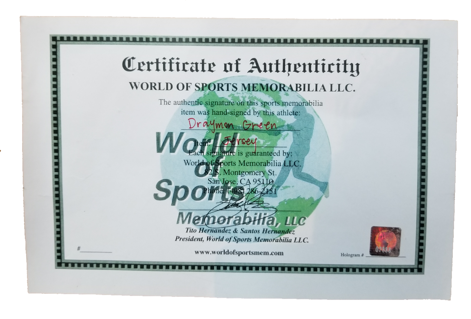 Draymond Green Golden State Warriors Signed Jersey (blue) w/Stats