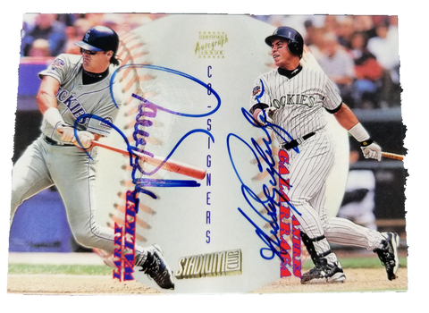 1998 Topps Stadium Club Andres Galarraga and Larry Walker Rockies Signed Card