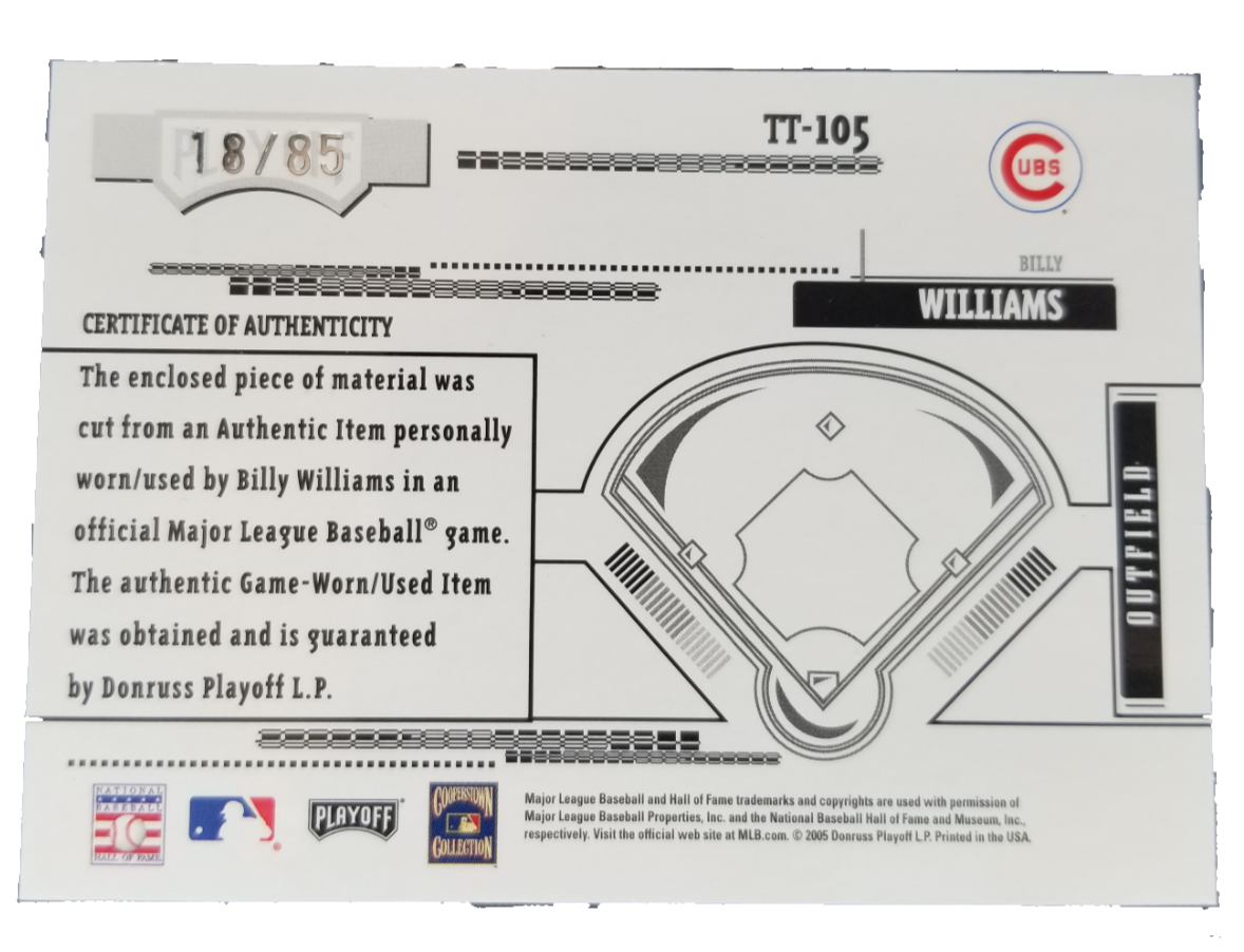 Billy Williams MLB Memorabilia, MLB Collectibles, Signed Billy Williams  Memorabilia