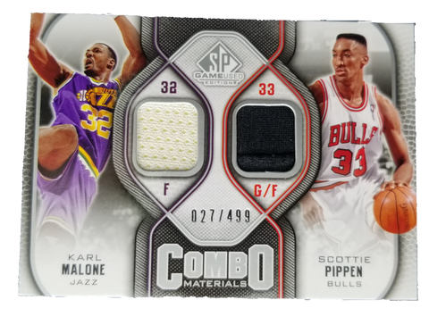Karl Malone And Scottie Pippen 2009 Upper Deck Combo Materials Card /499