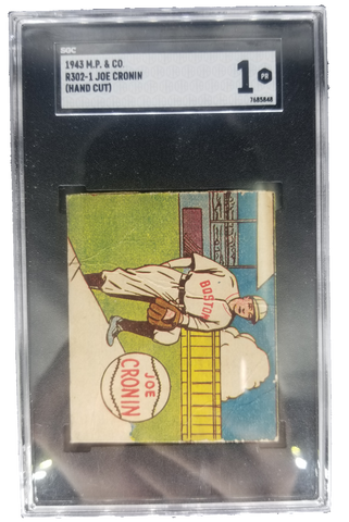 1943 M.P. & Co. Joe Cronin (Hand Cut) Trading Card SGC 1