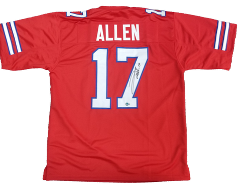 JOSH ALLEN SIGNED BILLS RED CUSTOM JERSEY - BECKETT COA