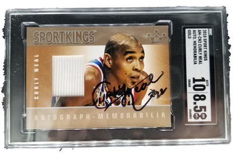 2010 Sport Kings Curly Neal Autographed Sport Kings Game Worn Patch Card SGC 8.5