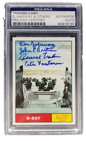 2009 American Heritage Trading Card D-Day #119 With Multiple Signatures PSA Authenticated