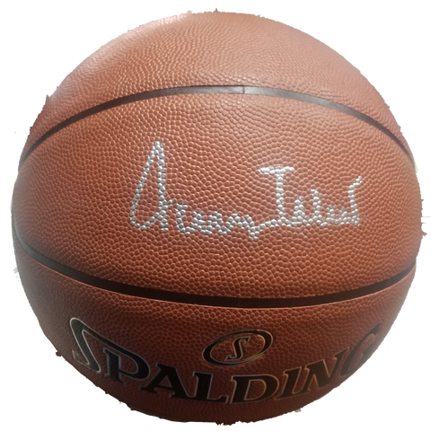 Jerry West Signed Basketball with Lakers Display Case PSA COA