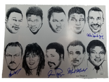 Boxing Caricatures (Chuck Wepner, Aaron Pryor, Michael Spinks, Mark Medal) 10x14 JSA COA