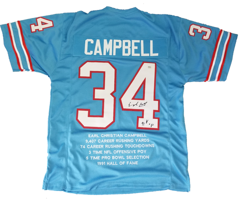 Earl Campbell Signed Oilers Jersey With Stats Sewn-in PSA COA