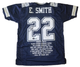 Emmitt Smith Signed Jersey With Career Stats Sewn-in Beckett COA