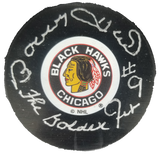 Bobby Hull Signed Blackhawks Logo Hockey Puck Inscribed "The Golden Jet" PSA COA