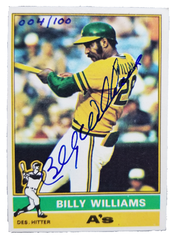 1976 Topps Chewing Gum Billy Williams Autographed Card Oakland A's /100