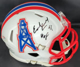 Earl Campbell Signed Oilers Mini Helmet Inscribed "HOF 91" PSA COA