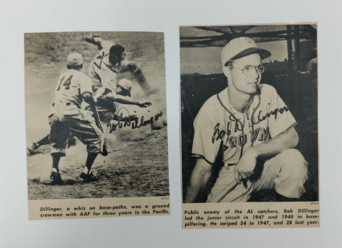 Set of Four (4) Newspaper Clippings Signed by Bob Dillinger