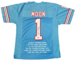 Warren Moon Signed Oilers Stats Jersey Beckett COA