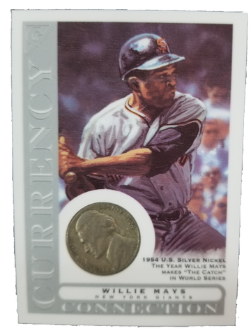 Willie Mays - 2003 Topps Currency Connection CC-WMA - 1954 US Silver Nickel - The Year of "The Catch"