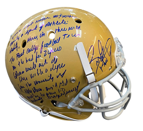 Rudy Ruettiger Notre Dame Fighting Irish Autographed Helmet with Full Inscription